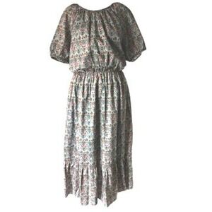 J Crew Liberty Fabric Paisley Size 16 Midi Dress Tiers Ruffle Puff Sl NWT